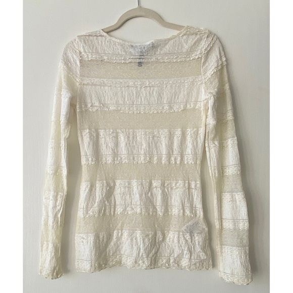 BCBGMAXAZRIA Fae Long Sleeve Off White Top - Picture 2 of 7